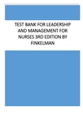 Test Bank for Leadership and Management for Nurses 3rd Edition by Finkelman