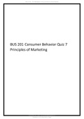 BUS 201 Consumer Behavior Quiz7&lowbar; Principles of Marketing&period;&period;