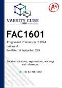 FAC1601 Assignment 2 &lpar;DETAILED ANSWERS&rpar; Semester 2 2024 - DISTINCTION GUARANTEED 