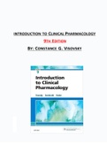 INTRODUCTION TO CLINICAL  PHARMACOLOGY 9TH EDITION BY: CONSTANCE G. VISOVSKY