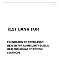 TEST BANK FOUNDATION OF POPULATION HEALTH FOR COMMUNITY/PUBLIC HEALTH NURSING 5TH EDITION STANHOPE