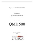 QMI1500 Summarized Study Exam Guide  2022
