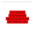 Test bank for Understanding Abnormal Behavior 10th Edition, Sue, Sue,