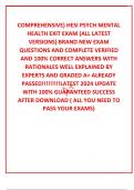 COMPREHENSIVE&rpar; HESI PSYCH MENTAL HEALTH EXIT EXAM &lpar;ALL LATEST VERSIONS&rpar; BRAND NEW EXAM QUESTIONS AND COMPLETE VERIFIED AND 100&percnt; CORRECT ANSWERS WITH RATIONALES WELL EXPLAINED BY EXPERTS AND GRADED A&plus; ALREADY PASSED&excl;&excl;&excl;&excl;&excl;&excl;&excl;&excl;&excl;LATEST 2024 UPDATE  WITH 100&percnt; GU