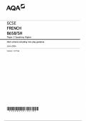 AQA GCSE FRENCH 8658&sol;SH Paper 2 Speaking Higher Mark scheme including role-play guidance June 2024 Version&colon; 1&period;0 Final