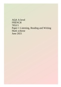 AQA A-level FRENCH 7652/1 Paper 1 Listening, Reading and Writing Mark scheme June 2021