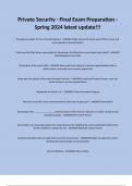 Private Security - Final Exam Preparation - Spring 2024 latest update&excl;&excl;&excl;