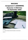 MAC2602 Assignment 3 &lpar;ANSWERS&rpar; Semester 2 2024 Due 16 September 2024
