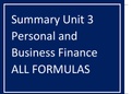 Summary Unit 3 Personal and Business Finance ALL FORMULAS&period;