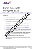 AQA Exam timetable May/June 2022 A-level, AS, Level 3 certificates, Functional Skills, and Applied General | 2022 UPDATE 