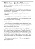 MNG - Exam 1 Questions With Answers 
