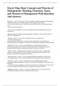  Org & Mng&colon; Basic Concepts and Theories of Management&colon; Meaning&comma; Functions&comma; Types&comma; and Theories of Management With Questions And Answers