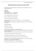 Mental health practice questions and answers 2024
