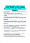 Texas Department of Public Safety Private Security Bureau - Qualified Manager Exam Questions With Answers 2024&sol;2025