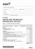 AQA A-LEVEL DESIGN AND TECHNOLOGY&colon;FASHION AND TEXTILE QUESTION PAPER 2024 &lpar;Paper 2&semi;Designing and making Principles&rpar; 7562&sol;2