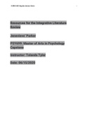 PSY699 Master of Arts Resources for the Integrative Literature Review