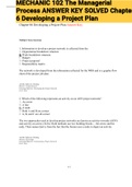  MECHANIC 102 The Managerial Process ANSWER KEY SOL 
