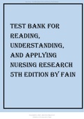 TEST BANK FOR READING, UNDERSTANDING, AND APPLYING NURSING RESEARCH 5TH EDITION BY FAIN 2022 UPDATE