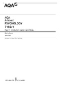 AQA A-level PSYCHOLOGY 7182/1 Paper 1 Introductory topics in psychology Mark scheme