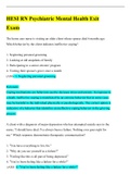 HESI RN Psychiatric Mental Health Exit Exam&sol; Complete Latest solution with Rationales