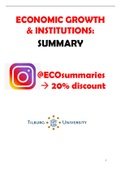 Economic growth & Institutions - Summary - Tilburg university - Economics