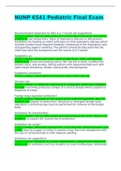NUNP 6541 Pediatric Final Exam Latest 2021&sol;2022 with complete solution