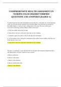 COMPREHENSIVE HEALTH ASSESSMENT IN NURSING EXAM 2024&sol;2025 VERIFIED QUESTIONS AND ANSWERS GRADED A&plus;