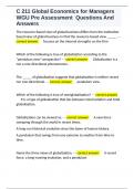 C 211 Global Economics for Managers WGU Pre Assessment  Questions And Answers   