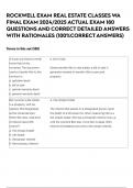 ROCKWELL EXAM REAL ESTATE CLASSES WA FINAL EXAM 2024&sol;2025 ACTUAL EXAM 180 QUESTIONS AND CORRECT DETAILED ANSWERS WITH RATIONALES &lpar;100&percnt;CORRECT ANSWERS&rpar;