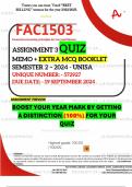 FAC1503 ASSIGNMENT 3 QUIZ MEMO - SEMESTER 2 - 2024 - UNISA - DUE &colon;  19 SEPTEMBER 2024 - UNIQUE NUMBER&colon;- 572927  &lpar;DISTINCTION GUARANTEED&rpar;