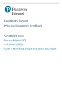 Edexcel A level Business - Paper 1 November 2021 (examiner report)