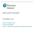 Edexcel A level Business - Paper 1 November 2021 (answers)