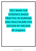 Evidence-Based Practice in Nursing and Healthcare 4th Edition Melnyk Test Bank.