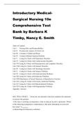 Introductory Medical-Surgical Nursing 10e Comprehensive Test Bank by Barbara K Timby, Nancy E. Smith