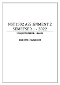 NST1502 ASSIGNMENT 2 SEMESTER 1 - 2022 (186088)