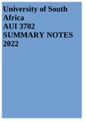 University of South Africa AUI 3702 SUMMARY NOTES 2022