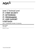 AQA Level 3 Technical Level IT: CYBER SECURITY IT: NETWORKING IT: PROGRAMMING IT: USER SUPPORT Y/507/6424 Unit 1 Fundamental principles of computing Mark scheme June 2019| LATEST UPDATE 