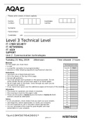 AQA Level 3 Technical Level IT: CYBER SECURITY IT: NETWORKING IT: USER SUPPORT Unit 2 Communication technologies