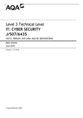 AQA Level 3 Technical Level IT: CYBER SECURITY J/507/6435 Unit 6 Network and cyber security administration Mark scheme June 2019/ LATEST UPDATE 