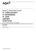 AQA Level 3 Technical Level IT: CYBER SECURITY IT: NETWORKING IT: USER SUPPORT H/507/6426 Unit 2 Communication technologies Mark scheme June 2019
