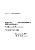 MONETARY MACROECONOMICS (EBB130A05)Rubric|2022|