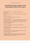 Basic Electrical Theory Chapter 1 Final Exam Questions With Correct Answers
