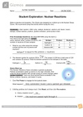 Gizmos Student Exploration: Nuclear Reactions(Answered)|Grade A+