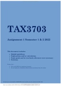 TAX3703 Assignment 1 Semester 1 & 2 