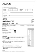 AQA GCSE MATHEMATICS Foundation Tier	Paper 1 Non-Calculator| Questions only