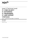 AQALevel 3 Technical Level IT&colon; CYBER SECURITY IT&colon; NETWORKING IT&colon; PROGRAMMING IT&colon; USER SUPPORT Y&sol;507&sol;6424 Unit 1 Fundamental principles of computing Mark scheme June 2019