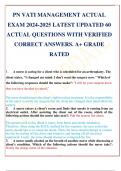 PN VATI MANAGEMENT ACTUAL EXAM 2024-2025 LATEST UPDATED 60 ACTUAL QUESTIONS WITH VERIFIED CORRECT ANSWERS&period; A&plus; GRADE RATED
