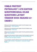 USMLE Pretest  Physiology 14th Edition  Questions REAL EXAM  QUESTIONS LATEST  VERSION 2024 GRADED A&plus;  &lpar;NEW&excl;&excl;
