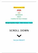 Official summer 2024 AQA GCSE MATHEMATICS 8300&sol;2F Foundation Tier Paper 2 Calculator Merged Question Paper &plus; Mark Scheme &plus; Insert