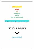 Official summer 2024 AQA GCSE MATHEMATICS 8300&sol;2H Higher Tier Paper 2 Calculator Merged Question Paper &plus; Mark Scheme &plus; Insert